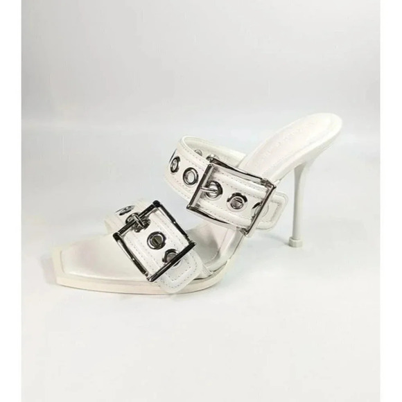 Alexander McQueen Punk Buckle White Leather Sandals Size 36 & 37 **Please Read** - Picture 2 of 12